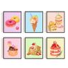 SUPERDANT Wall Art Set of 6 Unframed Canvas Prints, Dessert Poster, Ice Cream, Cake, Pink Modern Art, Girls Bedroom Decor, 20x25cm view 1