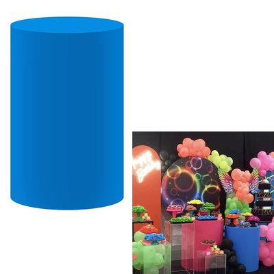afoloa Neon Blue Pedestal Fabric Covers for Bachelorette Parties Cylinder Cover Retro Glow Festaneon Party Favors Tablecloth Decor Props