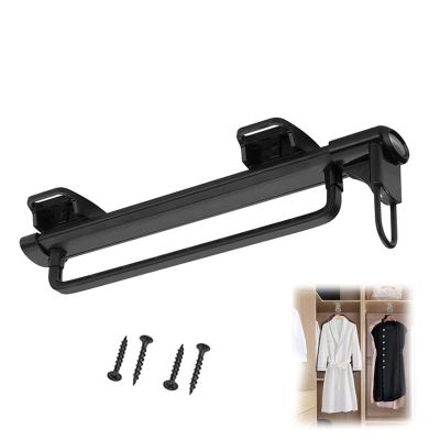 THEGA Pull Out Clothes Hanger Rod - Adjustable Wardrobe Clothing Rail, Clothing Extendable Valet Rod Hanging Bracket Organizer 250mm-400mm Strong Rack, Load-Bearing Up to 35kg (Size : 400mm)