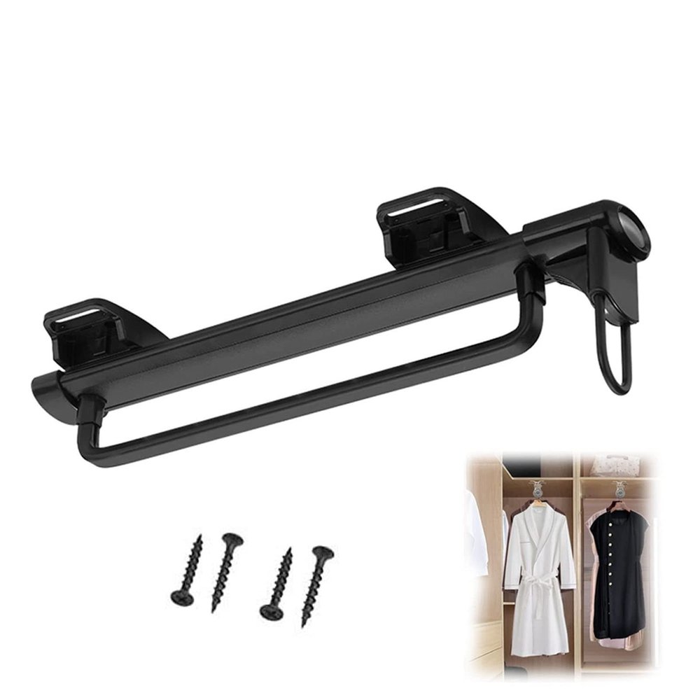 THEGA Pull Out Clothes Hanger Rod - Adjustable Wardrobe Clothing Rail, Clothing Extendable Valet Rod Hanging Bracket Organizer 250mm-400mm Strong Rack, Load-Bearing Up to 35kg (Size : 400mm)