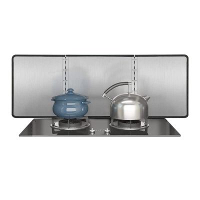304 Stainless Steel Stove Splash Guard, Kitchen Backsplash Protector, 3 Sided Oil Splatter Guard, Easy To Clean, Not Easily Deformed, Reusable, for Outdoor Barbecues, Gas Stoves (Color : Silver, Siz