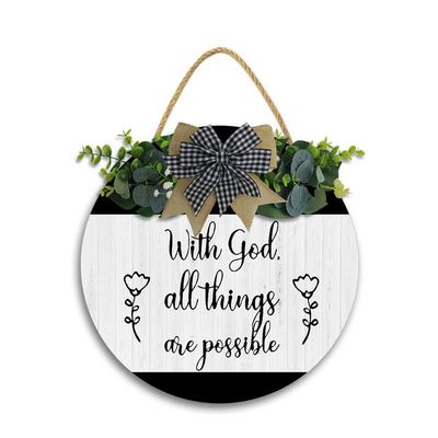 12x12 In with God All Things are Possible Sign,Christian Inspirational Word Wall Hanging Decor,Christian Bible Verses Wall Hanging Decoration,Religious Signs House Decoration Accessories