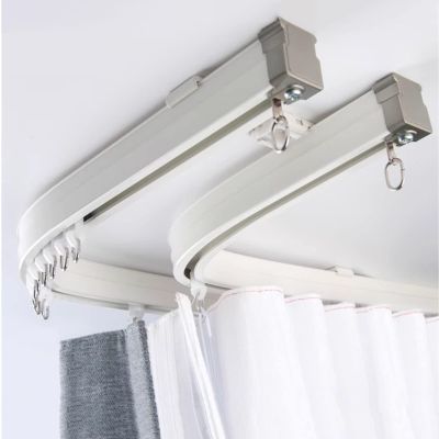 Ceiling Curtain Track Double Curtain Track Ceiling Mount, Sliding Flexible Replace Curtain Rod System, White Curtain Rail for Bay Windows Patio Shower Balcony RV ( Color : Ceiling Mount , Size : 6m/19