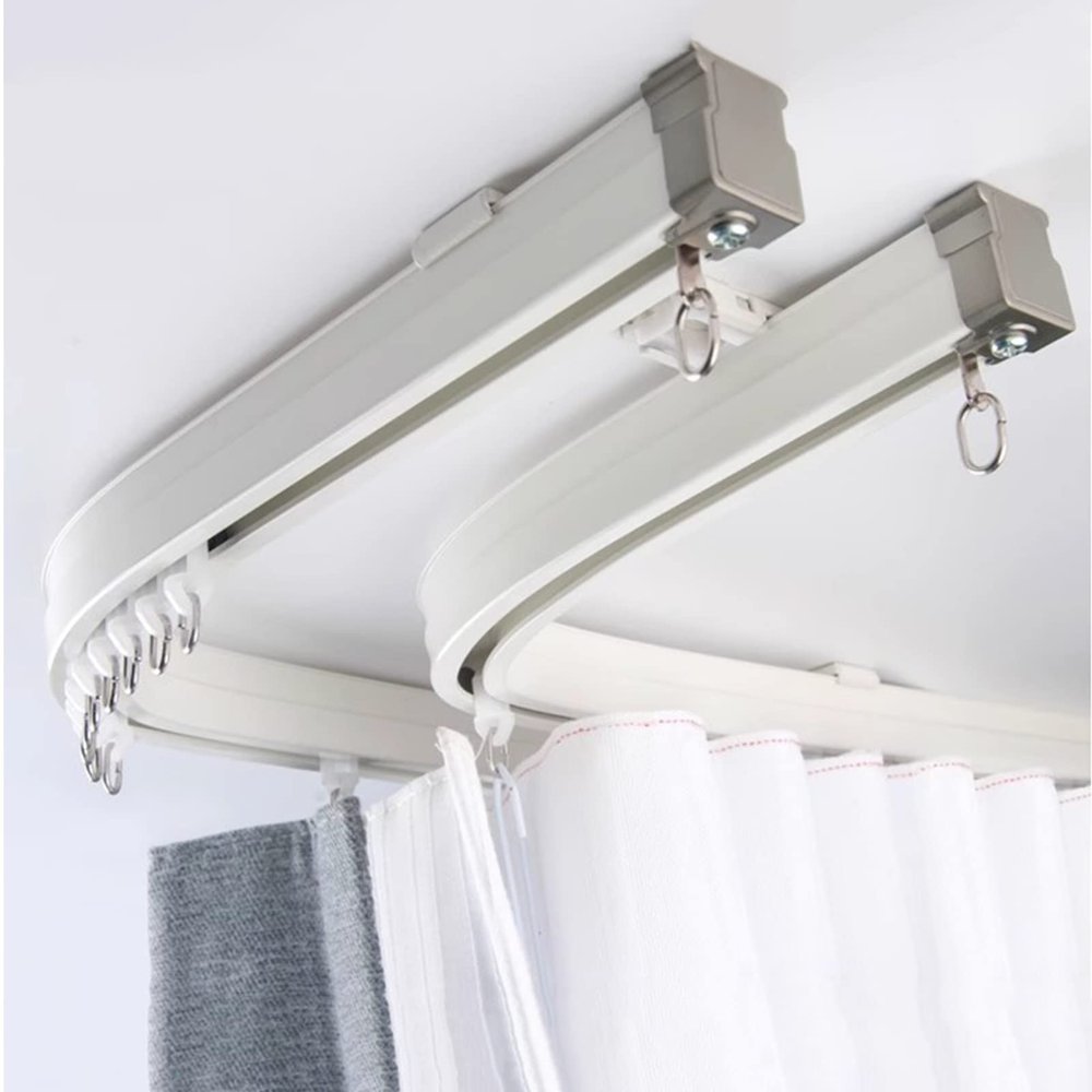 Ceiling Curtain Track Double Curtain Track Ceiling Mount, Sliding Flexible Replace Curtain Rod System, White Curtain Rail for Bay Windows Patio Shower Balcony RV ( Color : Ceiling Mount , Size : 6m/19
