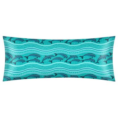 Body Pillow Cover with Zipper Dolphin Turquoise Wave Long Body Pillow Pillowcase Soft Cozy Full Body Pillow Case Cover for Adults 21x54 Inches