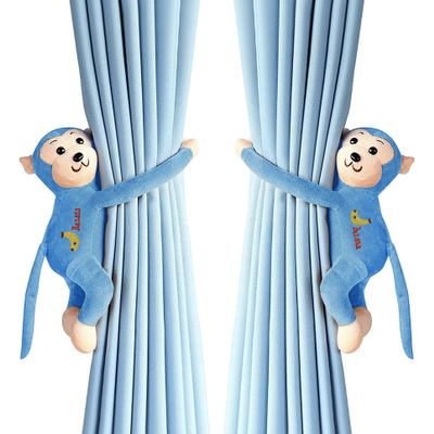 Home Decor Cute Cartoon Animal Curtain Tiebacks 2 Pack Soft Curtain Holdbacks for Kids' Room, Window Curtain Tiebacks Holder, Curtain Tie for Drapery, Curtain Buckle Fastener (Turtle, Monkey)