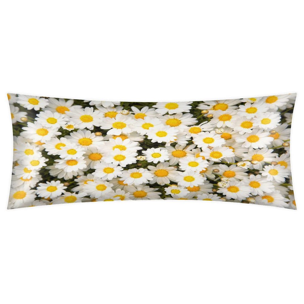 Daisy Body Pillow Cover with Zipper Yellow White Long Body Pillow Pillowcase Soft Cozy Full Body Pillow Case Cover for Adults 21x54