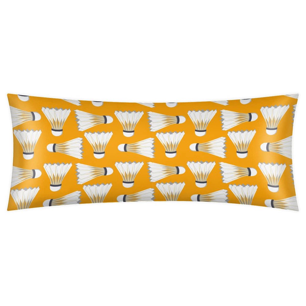 Badminton Illustration 21x54 Body Pillow Case Cover Yellow Long Body Pillow Pillowcase Soft Breathable Satin Body Pillow Covers for Hair and Skin