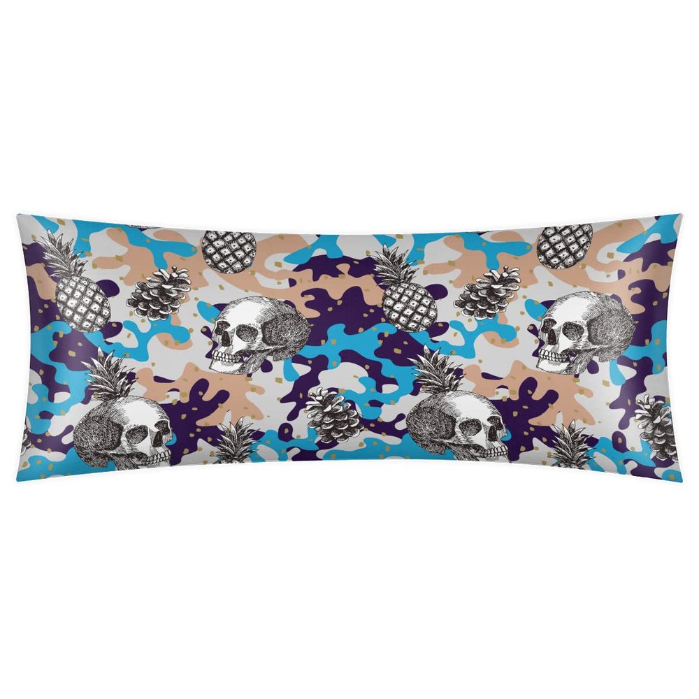 Camouflage Skull Pillow Case for Body Pillow Pineapple Body Pillow Cases Covers Breathable Soft Long Body Pillow Pillowcase with Zipper 21x54