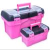 Pink Tool Box for Women - Sewing, Art & Craft Organizer Small & Large Plastic Tool Box with Handle - Pink Toolbox Sewing Tool Storage Box - Portable Mini Locking Tool Boxes (2 Pack) view 1