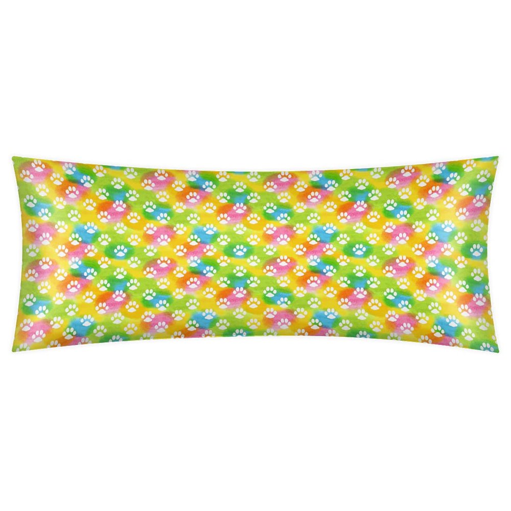 Body Pillow Cover with Zipper Petl Paw Rainbow Watercolor Long Body Pillow Pillowcase Soft Cozy Full Body Pillow Case Cover for Adults 21x54 Inches