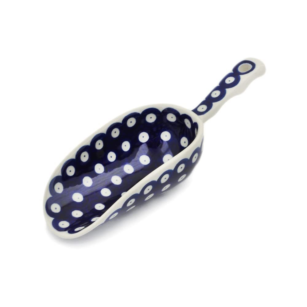 Polmedia Polish Pottery Scoop - Blue Eyes Pattern Handmade in Boleslawiec Poland by Ceramika Artystyczna + Certificate of Authenticity