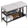 ALDEPO Shoe Cabinet Storage Bench End of Bed Bench Living Room Metal Frame, Cotton and Linen Shoe Changing Stool Bedroom Entrance, Frame with Cushion (Size : 100 * 32 * 47cm) view 1