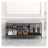 ALDEPO Shoe Cabinet Storage Bench End of Bed Bench Living Room Metal Frame, Cotton and Linen Shoe Changing Stool Bedroom Entrance, Frame with Cushion (Size : 100 * 32 * 47cm) view 2