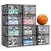 caktraie 10 Pack Thicken Shoe Organizer Stackable,Upgraded Sturdy Shoe Storage Box with Magnetic Door,Shoe Containers For Sneaker Display,Hat Organizer,Black view 1