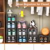 caktraie 10 Pack Thicken Shoe Organizer Stackable,Upgraded Sturdy Shoe Storage Box with Magnetic Door,Shoe Containers For Sneaker Display,Hat Organizer,Black view 3