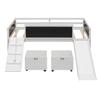 TRIPLE TREE Twin Size Loft Bed with 2 Storage Boxes, Slide, Chalkboard and Climbing Frame, Multi-Functional Loft Bed Frame with Underbed Space for Boys & Girls, White view 4