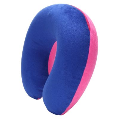 LEAQU Neck PillowsFatigue Relief Pillow with Inflatable Memory Foam,U-Shaped,Comfortable Airplane Pillow for Travel,Sleeping,Car,Bus and Home Use Red & Blue
