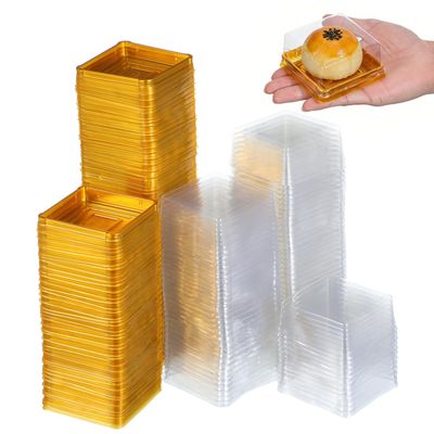 DOITOOL Plastic Blister Egg Yolk Crisp Box 2.22 Inch Square Bakery Box with Clear Lid for Moon Cake Pastries Food Storage