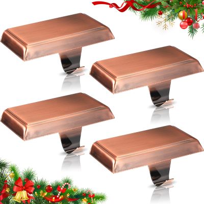 Zhengmy Christmas Stocking Holders for Mantle Weighted Stocking Holder Fireplace Hangers for Xmas Holiday Party Decoration(Stainless Steel,Red Bronze,4 Pcs)