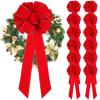 Kigeli Large Christmas Bow 10"x 26" Handmade Big Red Velvet Ribbon Outside Christmas Wreath Bow Christmas Tree Topper Ornament Bow for Indoor Outdoor Xmas Home Cabinet Decoration(12 Pcs) view 1