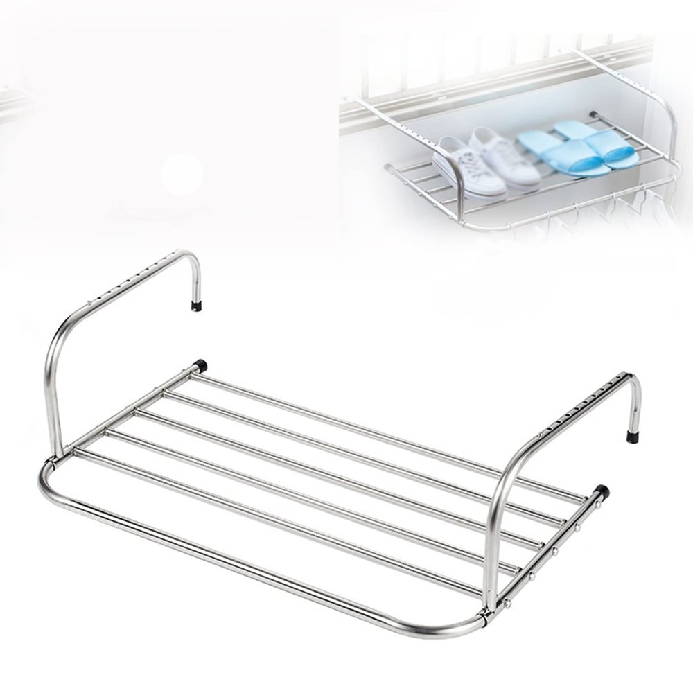Collapsible Wall Mounted Hanger Stainless Steel Hanging Drying Rack Space Saver Folding Organizer Drying Rack Portable Clothes Drying Rack for Balcony Railings Windowsill Drying Socks ( Size : 50*38*1