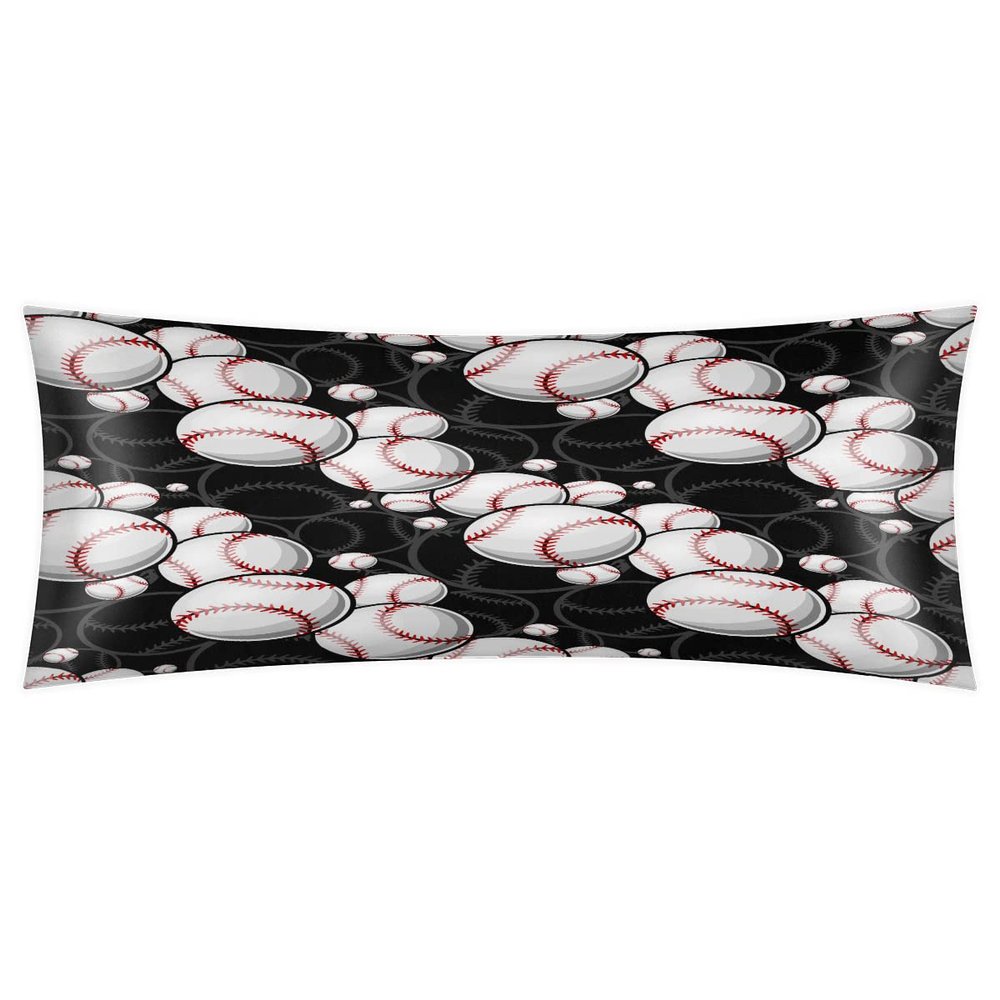 Baseball Black White Pillow Case for Body Pillow Baseball Body Pillow Cases Covers Breathable Soft Long Body Pillow Pillowcase with Zipper 21x54