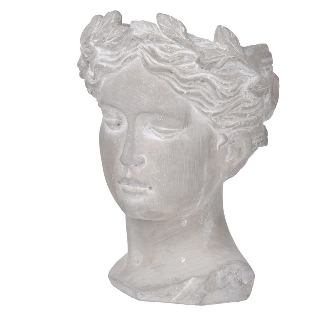 T2 Concept D6X9 Classical Bust Visage Cement Floral Vase Planter Unique Accent Piece with Industrial Elements for Backyard Shelf Balcony Front Yard Entrance