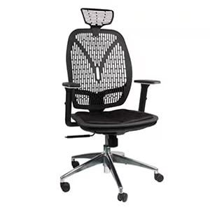 Ergonomic high mesh backrest, Waist Learning Work Chair with Waist Support headrest 5D armrest Adjustable Height and tilt Function Office Computer Chair (Aluminium Alloy, Grey+Blue Cushion)