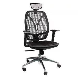 Ergonomic high mesh backrest, Waist Learning Work Chair with Waist Support headrest 5D armrest Adjustable Height and tilt Function Office Computer Chair (Aluminium Alloy, Grey+Blue Cushion)