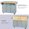 Store Kitchen Cart with Storage Cabinets Rolling Kitchen Island Cart on 5 Wheels with 3 Drawers Drop Leaf Wood Countertop Kitchen Torlley Cart, Tower and Spice Rack for Kitchen Living Room, Blue view 4