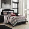 Startford Park Striped California King Comforter Set, 7 Piece,Black & Red, Jacquard & Clip Geometric All Season Premium Bedding Set view 2