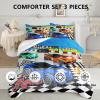 Axolotl Racing Car Bedding Set - Full, Cool Speed Race Car Comforter Set for Kids, Boys & Girls - 1 Comforter and 2 Pillowcases view 3