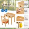 HONEY JOY Kids Table and Chair Set, Wooden Lift-Top Desk & Chair with Storage, Safe Hinged Lid, Activity Table Set for Craft Art, 2-Piece Children Furniture Set for Daycare, Kindergarten (Natural) view 4