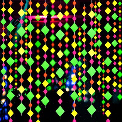 110feet Neon Paper Garland Neon Streamers Hollowed Star Black Light Neon Decorations Glow Party UV Reactive Neon Party Favors Glow in The Dark Party Supplies for Party Wedding Birthday Garlands