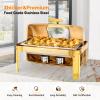 ROVSUN 9QT 3 Pack Roll Top Chafing Dish Buffet Set, Rectangular NSF Stainless Steel Buffet Warmer Chafers with Thick Frame for Catering Events Parties Weddings Dinners, Gold view 3
