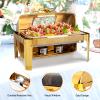 ROVSUN 9QT 3 Pack Roll Top Chafing Dish Buffet Set, Rectangular NSF Stainless Steel Buffet Warmer Chafers with Thick Frame for Catering Events Parties Weddings Dinners, Gold view 4