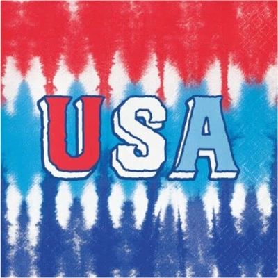 Set of 16 Individual Decoupage Paper Party Napkins Patriotic Tie Dye Lunch Watercolor Decor Luncheon Beverage Christmas Series Napkin for a Birthday, Holiday, Wedding, Cocktail Party