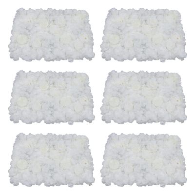 Weglae 6Pcs Artificial Roses Flower Wall Panels,3D Flower Wall Panel,23.6" X 15.7" Flower Piece,Flower Wall Panels for Backdrop