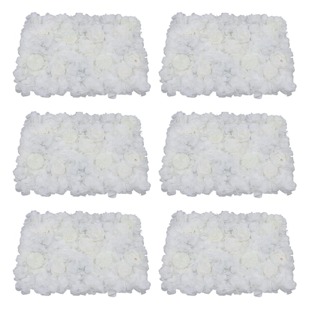 Weglae 6Pcs Artificial Roses Flower Wall Panels,3D Flower Wall Panel,23.6" X 15.7" Flower Piece,Flower Wall Panels for Backdrop