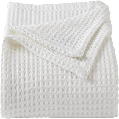 ARlinen 100% Tencel Cotton Waffle Blanket, Lightweight, Breathable, Soft All-Season Bed Blanket for Couch, Sofa, Perfect for Hot Sleepers, Full (80x90), White
