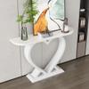 KWOKING Contemporary Half Moon Console Table Heart Shaped Base Antique Finish Console Sofa Table Nordic Entry Porch Table Home Foyer Long Table Modern Rock Slab Porch Table White 47"L x 12"W x 31"H view 1