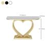 KWOKING Contemporary Half Moon Console Table Heart Shaped Base Antique Finish Console Sofa Table Nordic Entry Porch Table Home Foyer Long Table Modern Rock Slab Porch Table White 47"L x 12"W x 31"H view 2