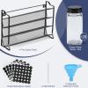 AOZITA Spice Rack Organizer for Cabinet, Spice Organizer with 28 Empty Spice Jars with Black Lids, Funnel, Spice Labels, Seasoning Organizer for Countertop, Cabinet, Kitchen, Pantry, Cupboard view 2