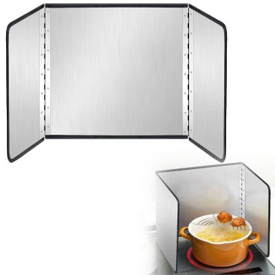 3 Sided Splatter Guard Compact Type, 304 Stainless Steel Folding Splash Shield Panel, Easy To Clean, Nonstick Oil, Reusable, Grease Shield for Frying Pans, Gas Hobs (Color : Silver, Size : 30x40cmx4