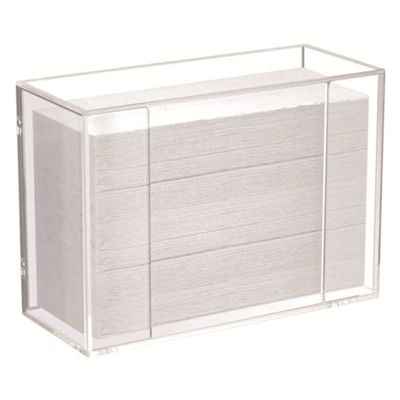 VALINK Wall Mount Clear Tissue Box, Folded Paper Towel Holder,Clear Towel Holder, Punch Free Face Towel Tissue Storage Case for Kitchen