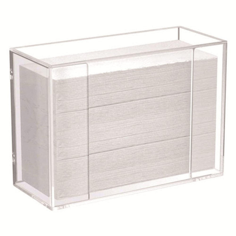VALINK Wall Mount Clear Tissue Box, Folded Paper Towel Holder,Clear Towel Holder, Punch Free Face Towel Tissue Storage Case for Kitchen