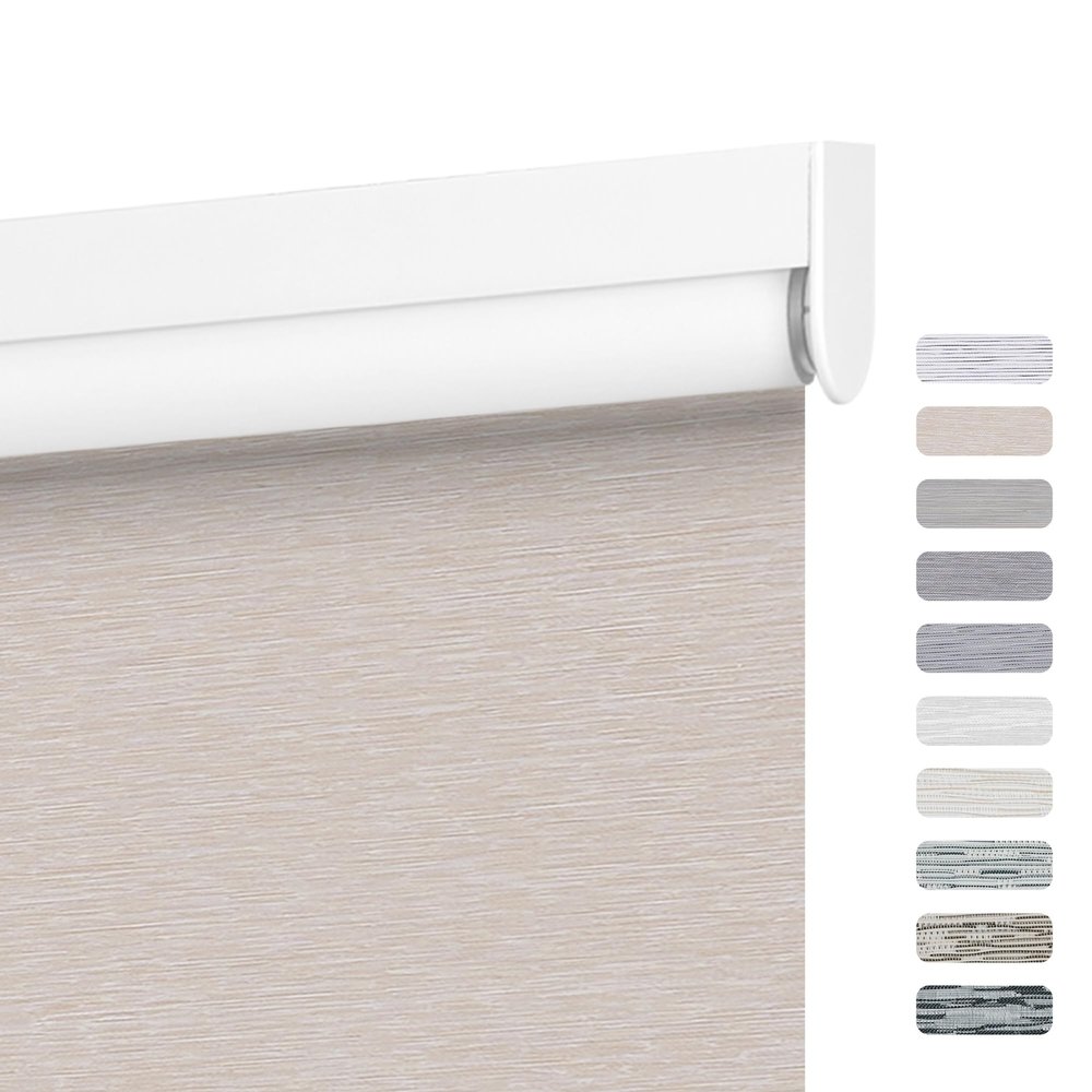 Boolegon Blackout Roller Shades for Windows, Cordless Blinds Thermal Insulated UV Protection Fabric Custom Cut to Size Pull Down Room Darkening Blinds for Home Living Room Bedroom Beige,28" W x 52" H