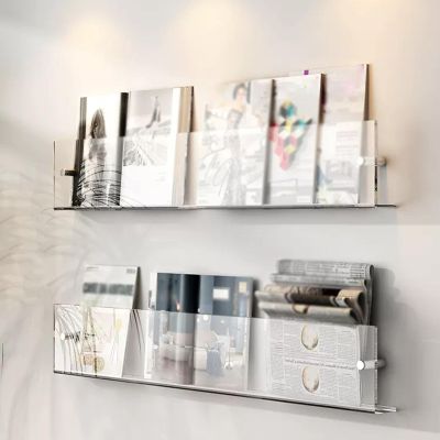 RENLXFI Acrylic Brochure Holder Wall Mount, Adjustable Hanging Magazine Rack for Home Office Waiting Room Display, Keep Information Clearly (Size : 70cm/27.6in)