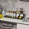 Wobmmi Expandable Spice Rack Storge organizer with 3-Tier step shelf for cabinet,seasoning racks organizion.Great for Kitchen countertop shelves,Pantry and more(2packs/Black) view 4